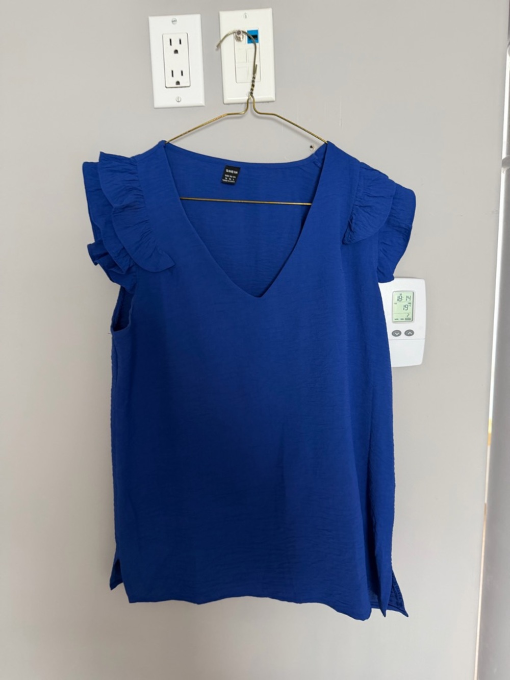SHEIN Royal Blue V-Neck Ruffle Sleeve Camisole